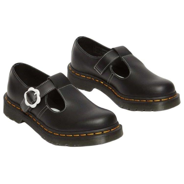 Dr. Martens Leather Comfortable Buckle Casual Shoes Women Shoes Black 31687001