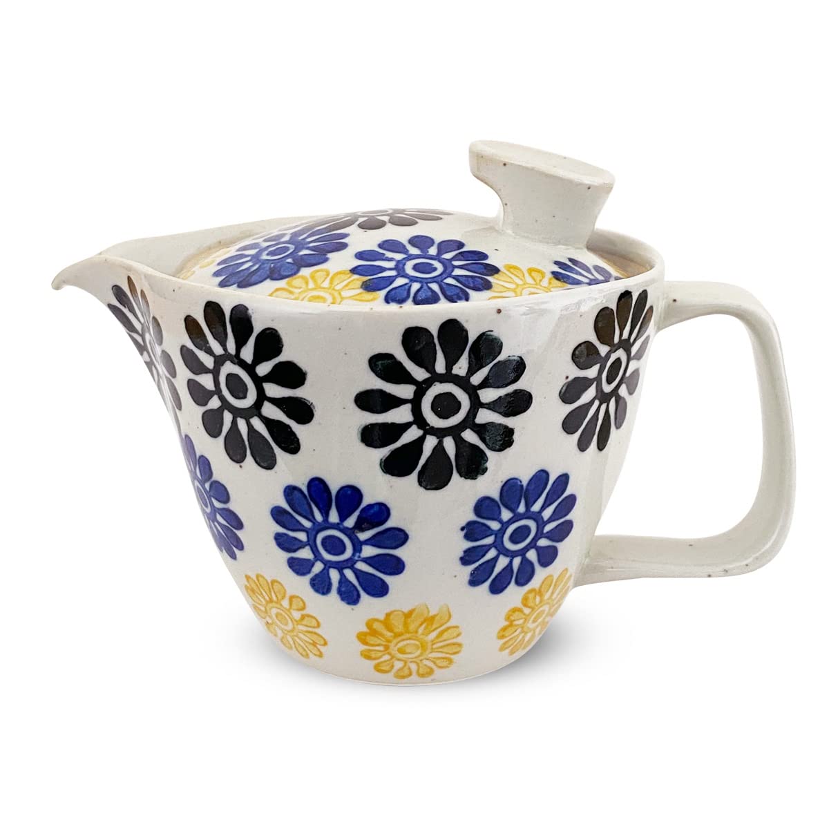 

J-kitchens Small Hasami Ware Teapot, Made in Japan, 240ml Capacity, for 1-2 People, with Tea Strainer, Floral Pattern, Blue173971