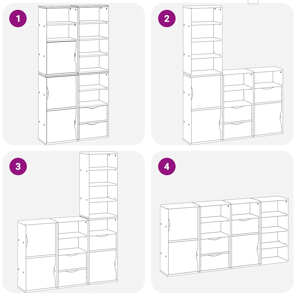 Side Cabinets 4 Pcs ODDA 40x24x79 Cm Solid Pine Wood