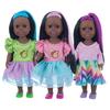 New 14 Inch Color Hair Black Baby American Girl Doll Children's Doll Dress Change Vinyl Doll Customization
