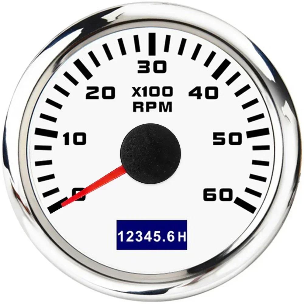 2" 52mm Tachometer 7 Color Backlight Tach Car Gauge Waterproof Digital LCD Hour Meter for Universal 12V24V Car Marine Boat Yacht