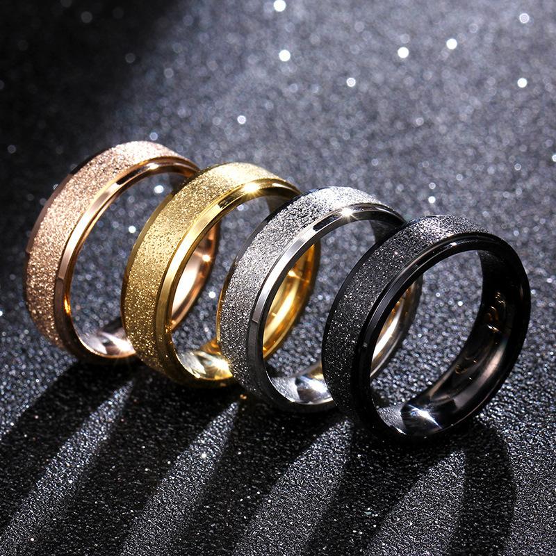 Starry 8mm Able Titanium Steel Frosted Rings, Popular Simple Plain Band Couple Rings, Suitable for Both Men and Women