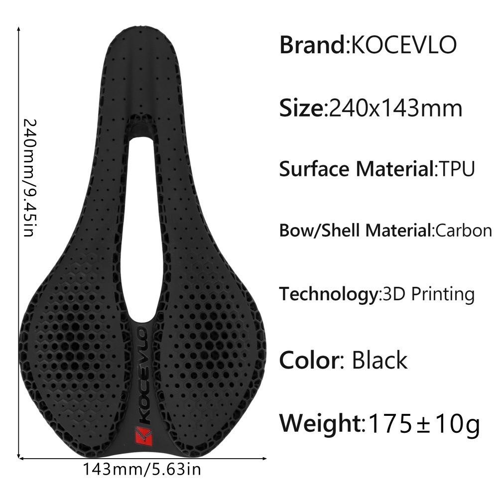 KOCEVLO Full Carbon 3D Printed Bicycle Road Mountain Bike Saddle Hollow Breathable Comfortable Racing Seat