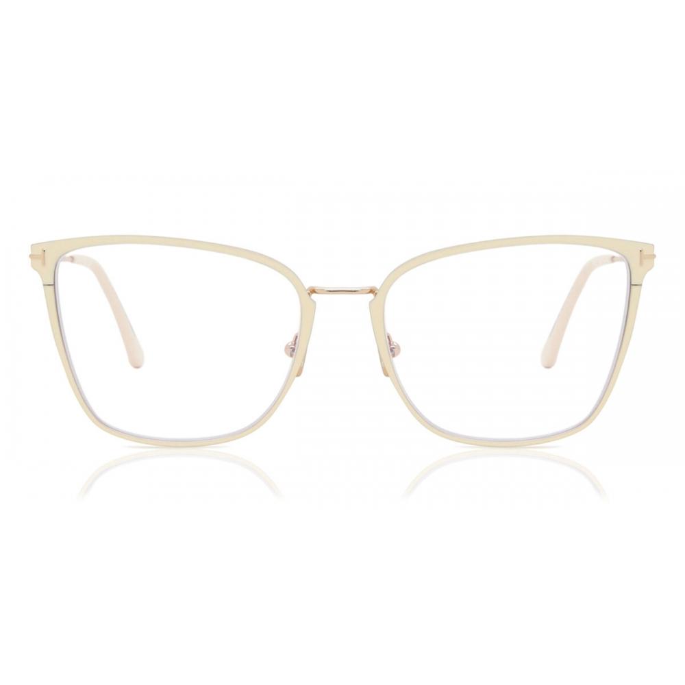 

Tom Ford Ft5839 B Blue Light Block 025 Women Eyeglasses Ivory White/56
