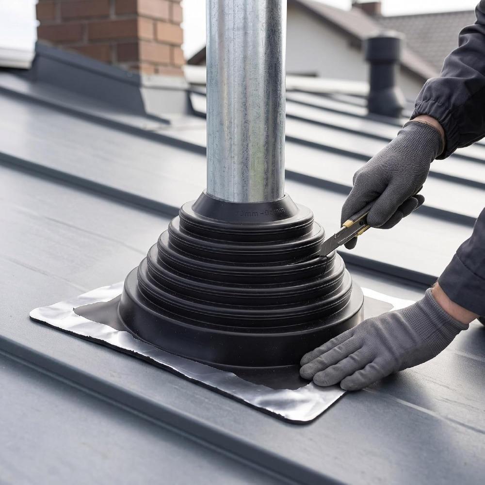 Rubber Material Metal Roof Vent Boot Square Base Flexible Pipe Jack Roof Pipe Flashing For Stove