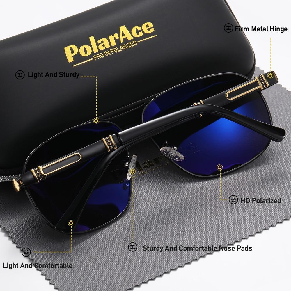 PolarAce Унисекс Поляризованные двухлучевые солнцезащитные очки в металлической оправе — фото 4