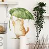 Cartoon Cat Leaf Umbrella Wall Sticker Self-Adhesive Removable Bedroom Dorm Hallway Home Decor