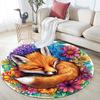 Sleeping Fox Round Area Rug,Carpet Rug for Living Room Bedroom Sofa Playroom Decor,Non-slip Floor Mat