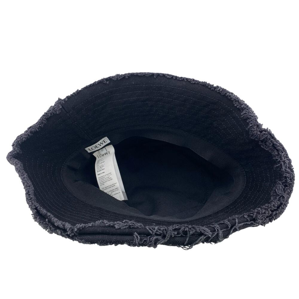 Loewe K820HB1X20 Logo Fringe Cotton Hat Black Cotton Women Used