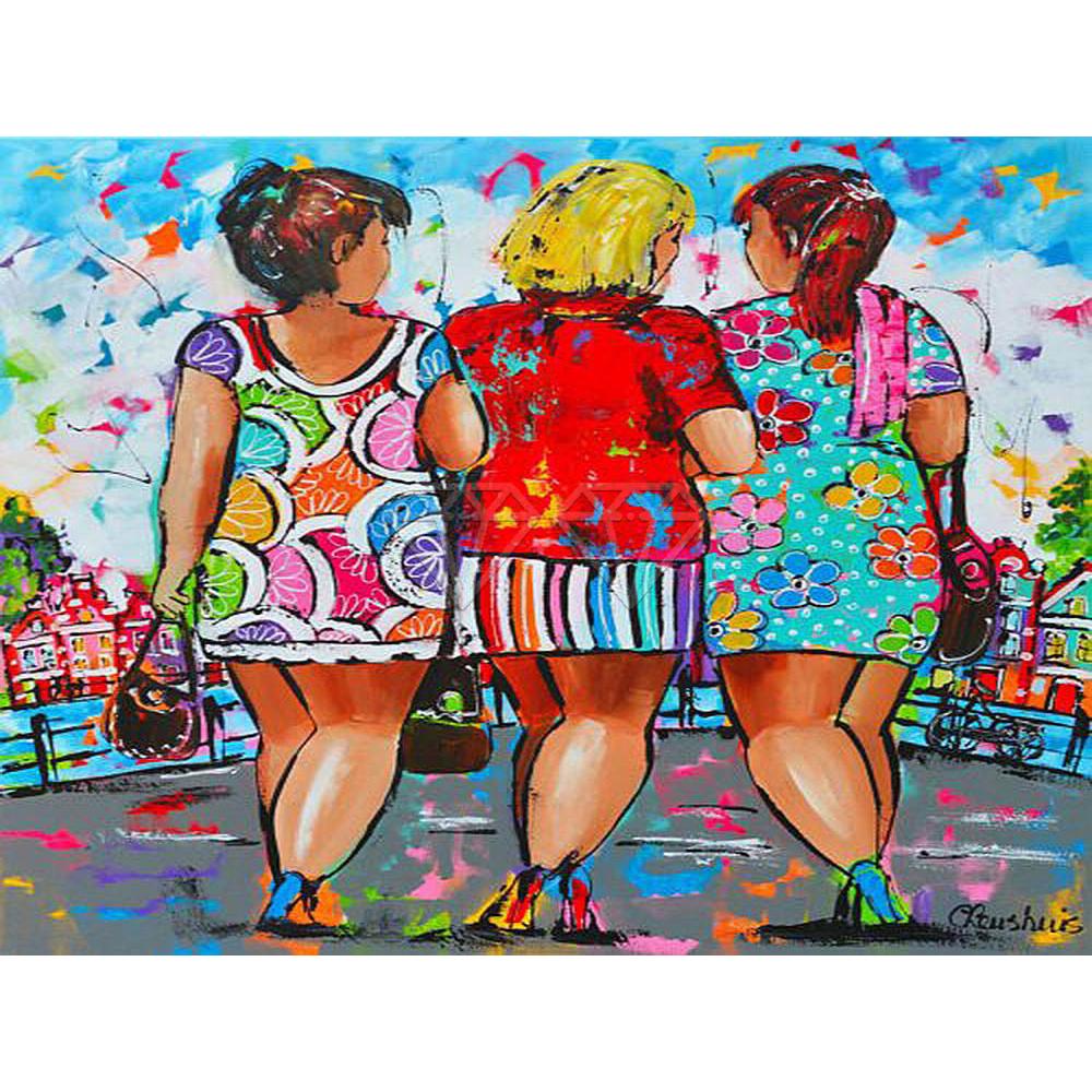 

5D DIY Алмазная живопись Мультяшные Полные Дамы девушка Полные Дамы Полная Круглая Алмазная мозаичная вышивка Крестиком домашний декор Round 50x70cm