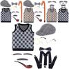 Halloween Costume Set For Kids Featuring Short Black Wig And Grandpa Beard Accessories