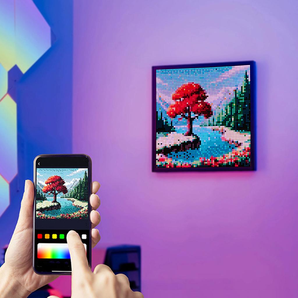 Pixel Digital Photo Frame Wall Mount Desktop 64x64 LED Panel Display Frame with APP for Game Room Decor