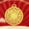 Auspicious Cloud Knot Eight Treasures Compass Gold Pendant Necklace with Fu Character, Retro Hollow Design.