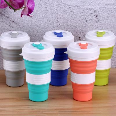 Reise Silikonbecher 550ml Kaffeetassen BPA-frei Faltbares Silika Wanderbecher Tragbar Teleskopisch Trinkbar Zusammenklappbar Auslaufsicher
