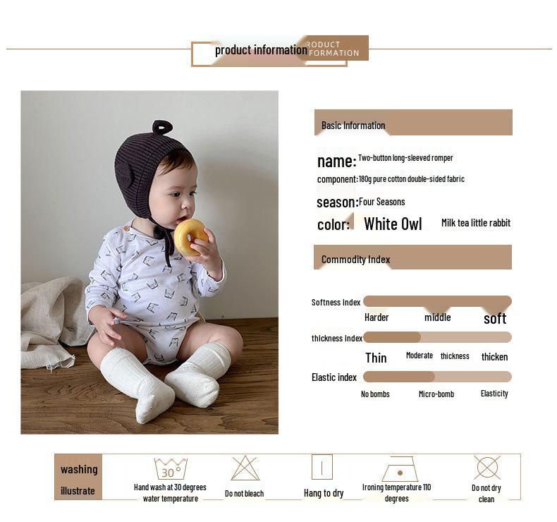 BabyClothes Unisex A-Category Cotton Infant Bodysuit Set – 3-Piece Seasonable, Cute Cartoon Pattern Diaper Cover