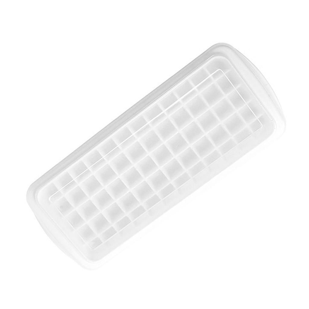 60 Grids DIY Ice Cube Tray Pressing Demoulding Silicone Ice Mould with Lid for Home White