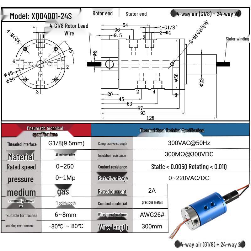 High-Speed 360° Pneumatic-Electric Slip Ring with Multi-Channel Gas-Liquid Integration