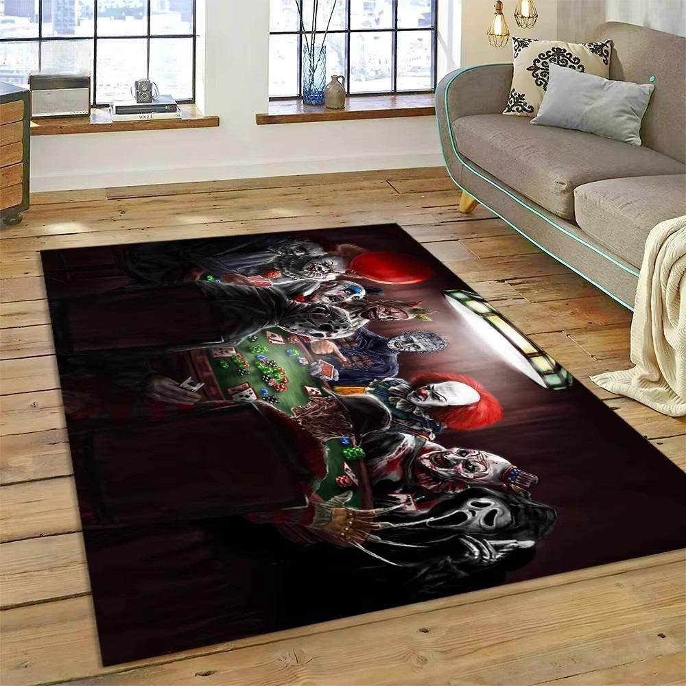 Tappeto Personaggio Film Horror Chucky Pennywise Halloween per Camera da Letto Soggiorno Casa Decorazione Divano, Tappetino Grande Decorativo da Pavimento