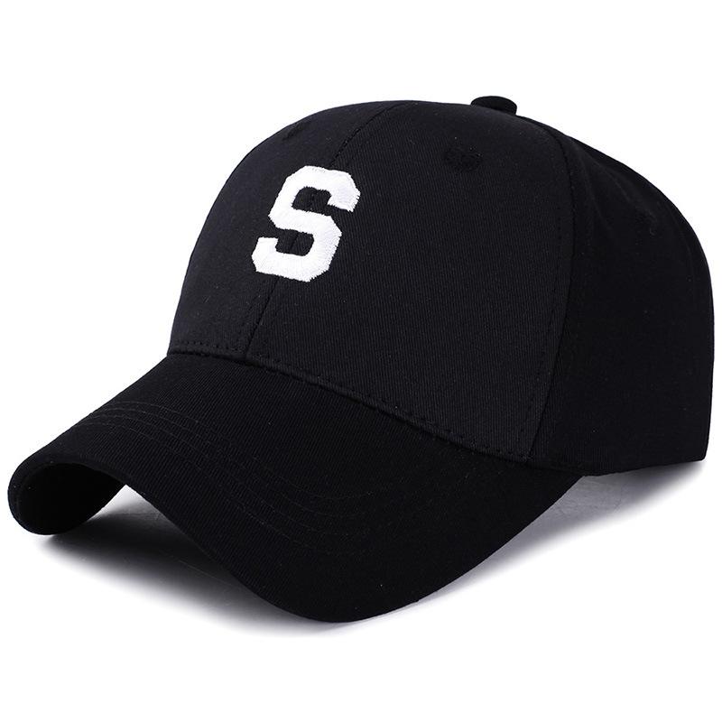 

Бейсболка с буквой S, хлопковая регулируемая шляпа от солнца, унисекс, спортивные летние кепки с вышивкой, уличная одежда, повседневные шляпы Snapback для мужчин и женщин чёрный