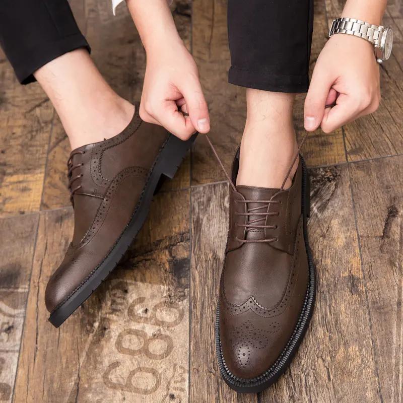 Ανδρικά Δερμάτινα Παπούτσια Business Casual Μυτερά Παπούτσια Derbies Brogue