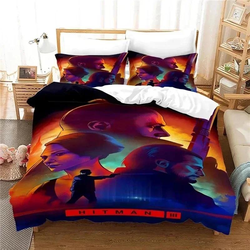 Game Hitman Killer Bedding Set Duvet Cover Sheet Printed Bed Set Pillowcase Bed Full Queen King Size Comforter Bedroom