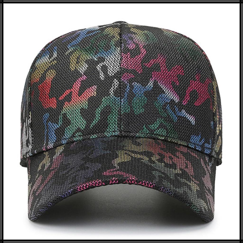 Graffiti Design Hat Cap Mesh Outdoor Casual Men Women CZ837 [White Fang] (Black)