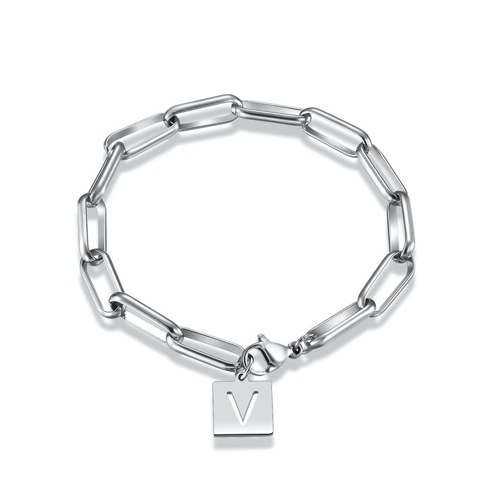 Minimalist Letter Titanium Steel Bracelet with Initials Stainless Steel Bracelet