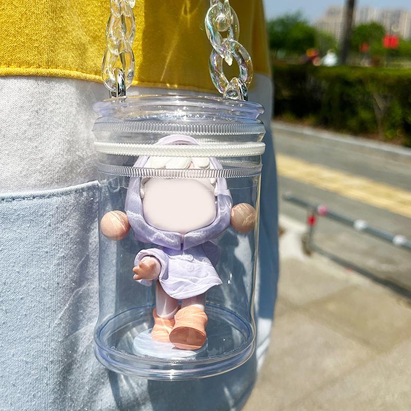 Verdicken Sie eine transparente Mystery Box, Aufbewahrungskoffer, Schlüsselbundtasche, Aufbewahrungstasche, Organizer-Box, klassische Puppentasche, Schlüsselbundtasche