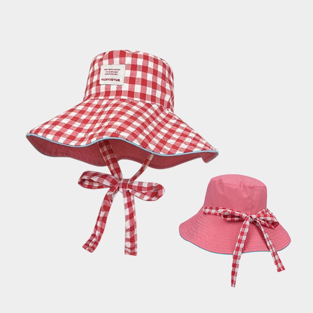 

Double-side Wearable Fisherman Hat Color Plaid Bucket Hat Summer Fashion Big Brim Sun Protection Versatile Show Face Women s Cap розы красного