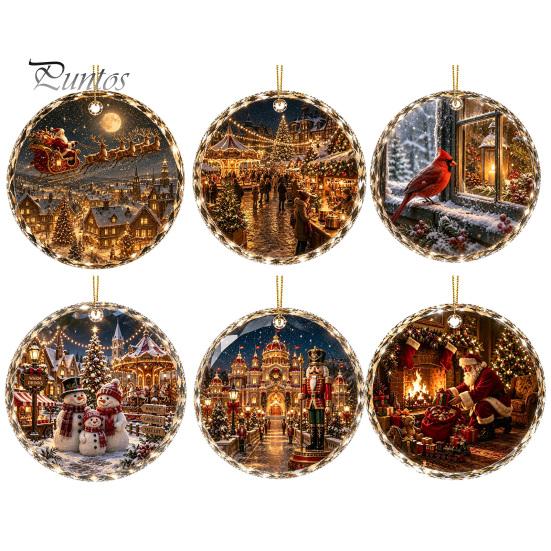 Acrylic Holiday Tree Decoration Christmas Landscape Scene Ornament for Decor, Decorative Elegant Hanging Keepsake Party And Seasonal Home Decorations