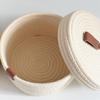 Pack of 2 Sturdy Cotton Rope Storage Baskets With Lid for Organizing Rope Keys and Toy In Elegant Color Designs