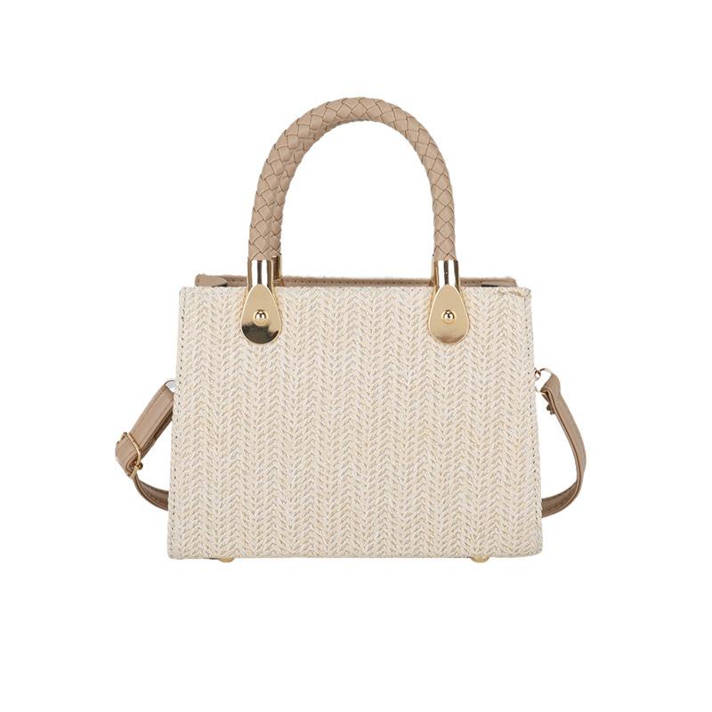 

Straw bag women s spring 2025 new trendy fashion casual style tote bag solid color large capacity shoulder woven bag хаки