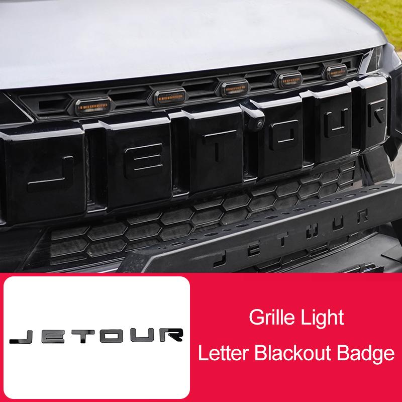 

For Jetour T2 i-DM Ich - X K3 Car Emblem Blackout Sticker Grille Light Letter Badge Black Warrior Matte Black Emblem Accessories