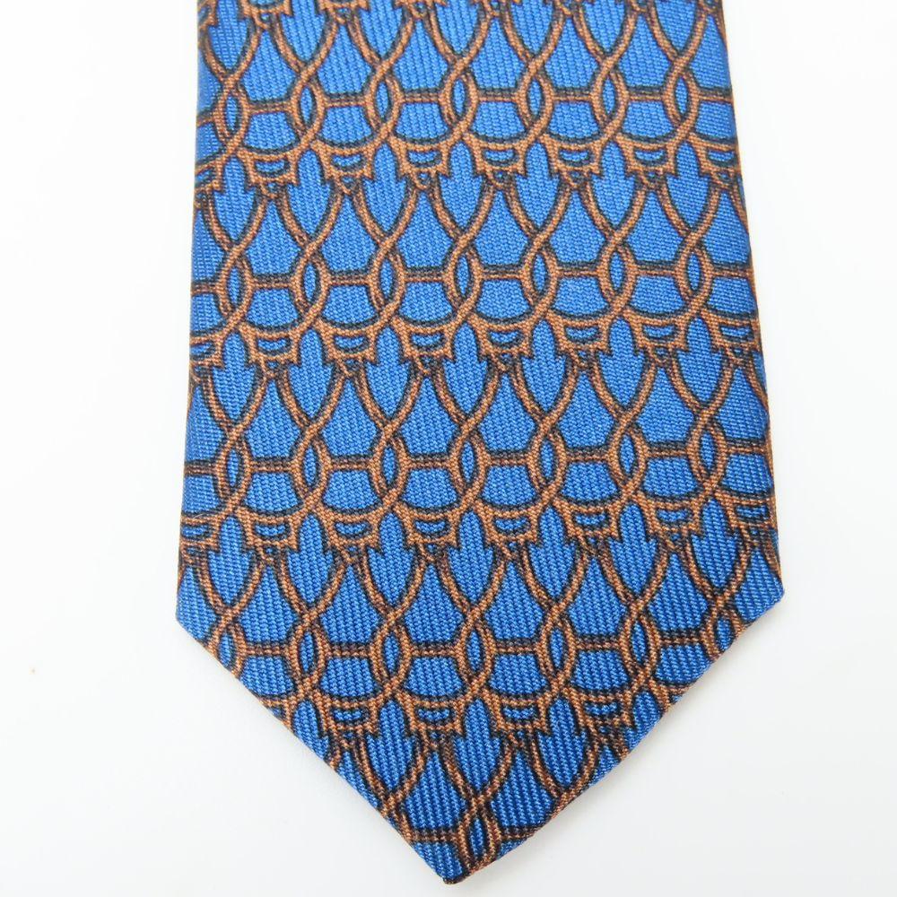 Used HERMES Tie Toyota Limited Edition Silk Blue Brown Suit