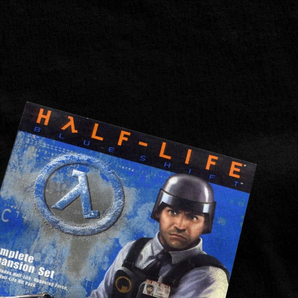 Men's Videogames Blue Shift Sierra Box Art 2001 T-Shirts Halfs Lifes Cotton Tees Summer  Short-Sleeved Round Neck Tee Shirt