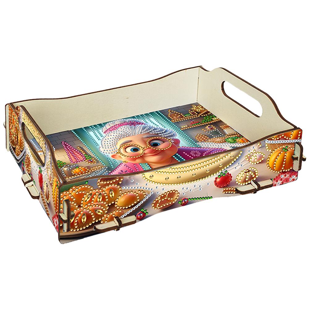 5D DIY Diamond Painting Serving Tray Wooden Diamond Art Tableware Manager Tray Diamond Decorative Serving Tray Home Decor Gift