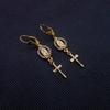 Retro Rhinestone Cross Eardrop Relief Rhinestone Earrings New Punk Style Earrings