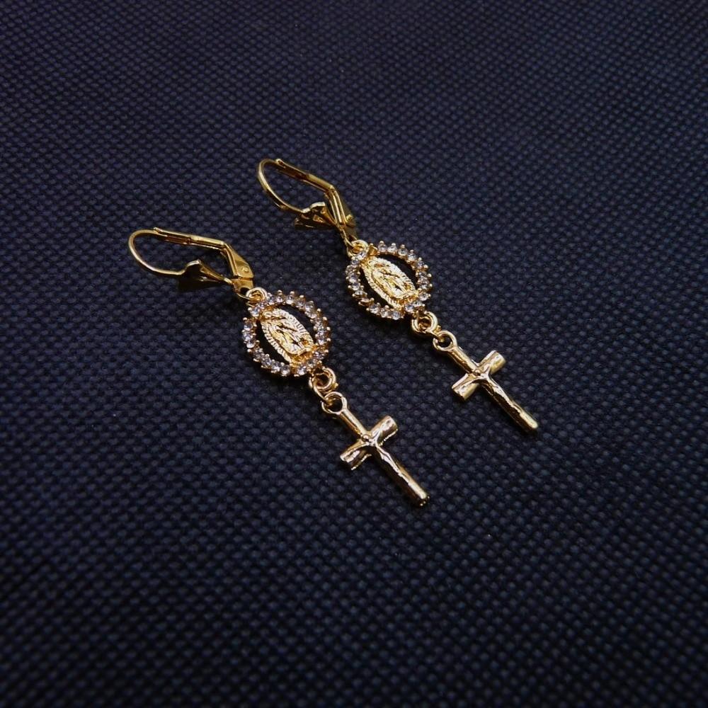 Retro Rhinestone Cross Eardrop Relief Rhinestone Earrings New Punk Style Earrings