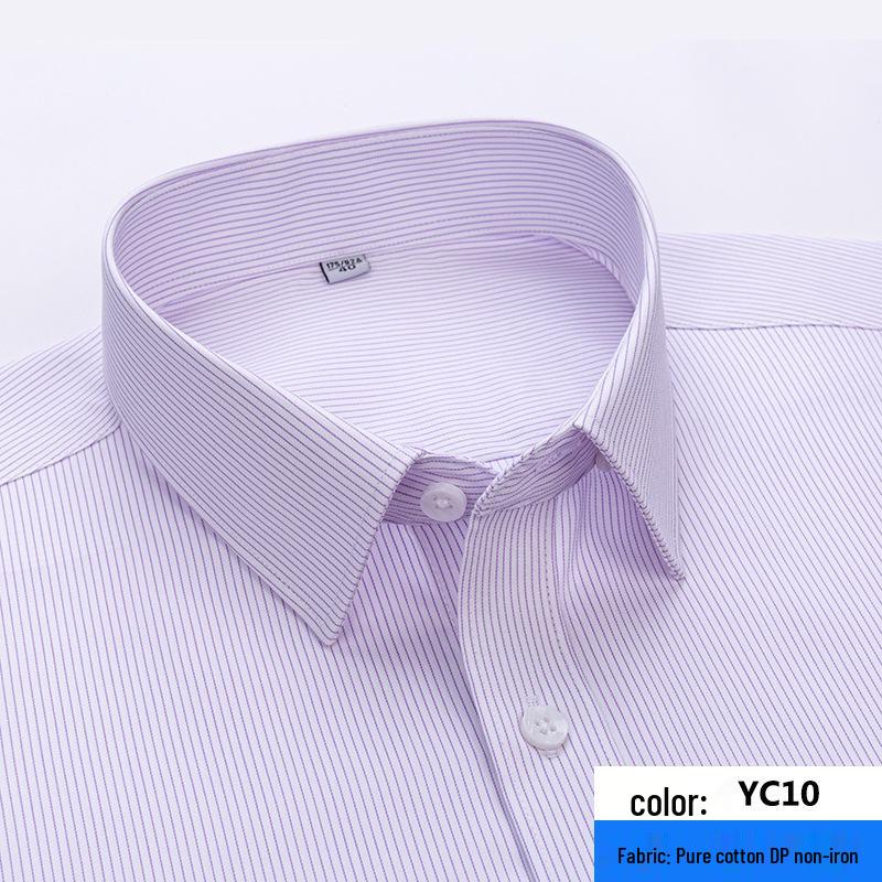 2026 Spring Men's Non-Iron Double-Ply Pure Cotton Long-Sleeve Formal Shirt