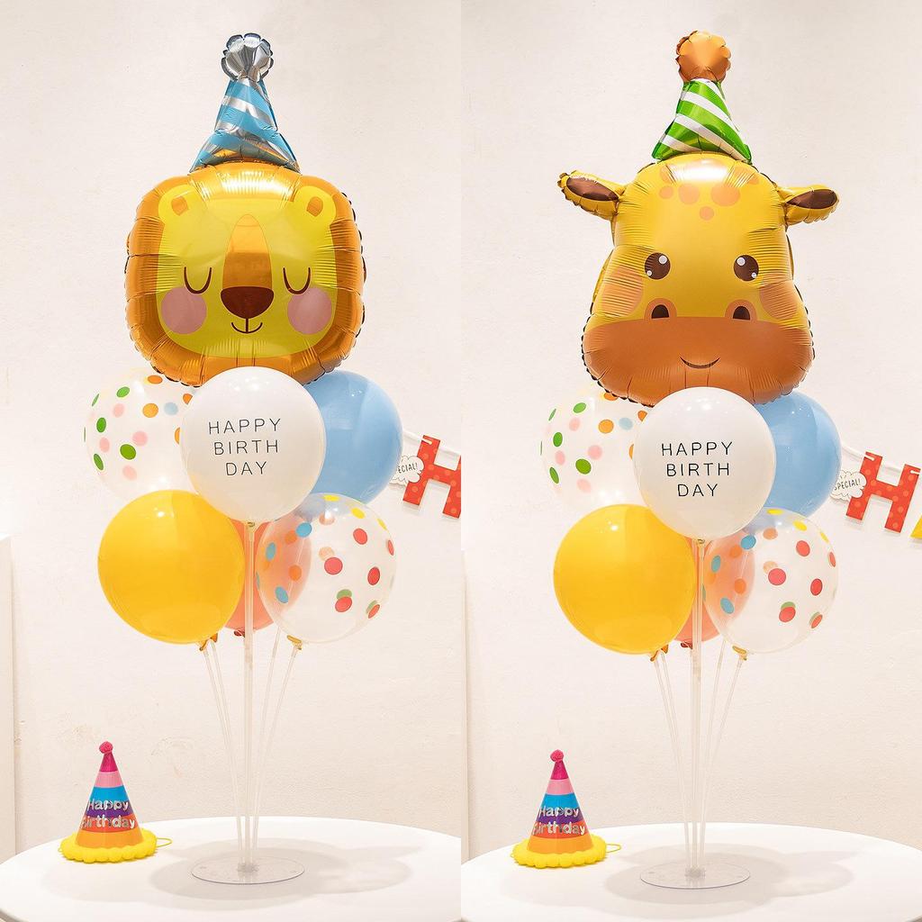 Cartoon Animal Birthday Table Decorations: June 1st Children's Day Balloons & Dessert Ornaments