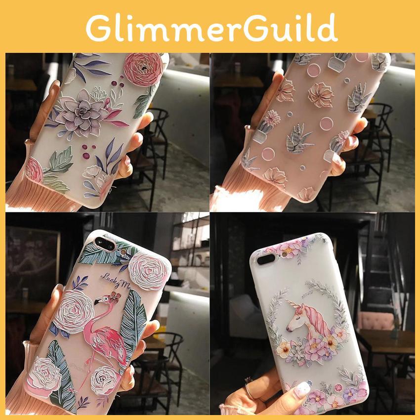 For Iphone 87 Plus X Flower Pattern 3d Cute Soft Case Silicone Tpu Cover Back
