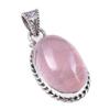 Natural Rose Quartz Gemstone 925 Solid Sterling Silver Gift Pendant 1.25" E5p15