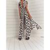 Elegant Printed Sleeveless Lace Up Tops+Slim Pants Suit Chic Double V Hollow Out 2 Piece Sets Summer New Casual Vacation Outfits