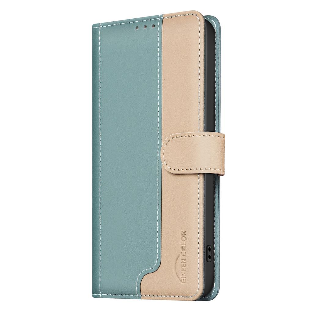For iPhone 17 Leather Case BINFEN COLOR Splicing Color RFID Blocking Wallet Stand Phone Cover