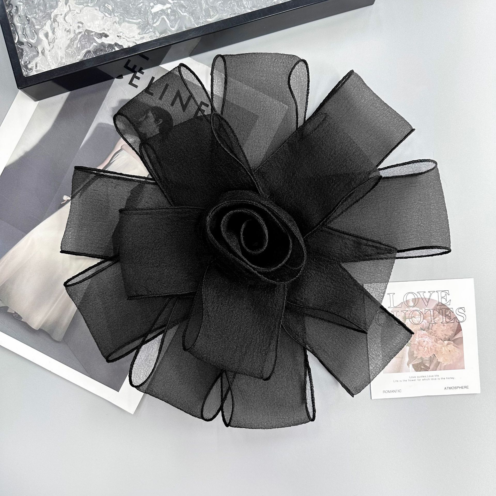 

Multi-Color Mesh Pleated Three-Dimensional Flower Corsage Clothing Dress Dress Hair Accessories Decorative Cloth Sticker Accessories J7514 Black