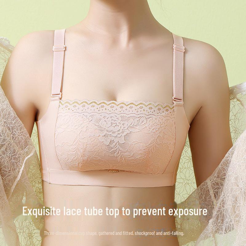 Women’s Seamless Strapless Tube Top: Anti-Exposure, Wire-Free, Side-Bone Free, Adjustable, Thick Style, Ideal for Small Breasts.