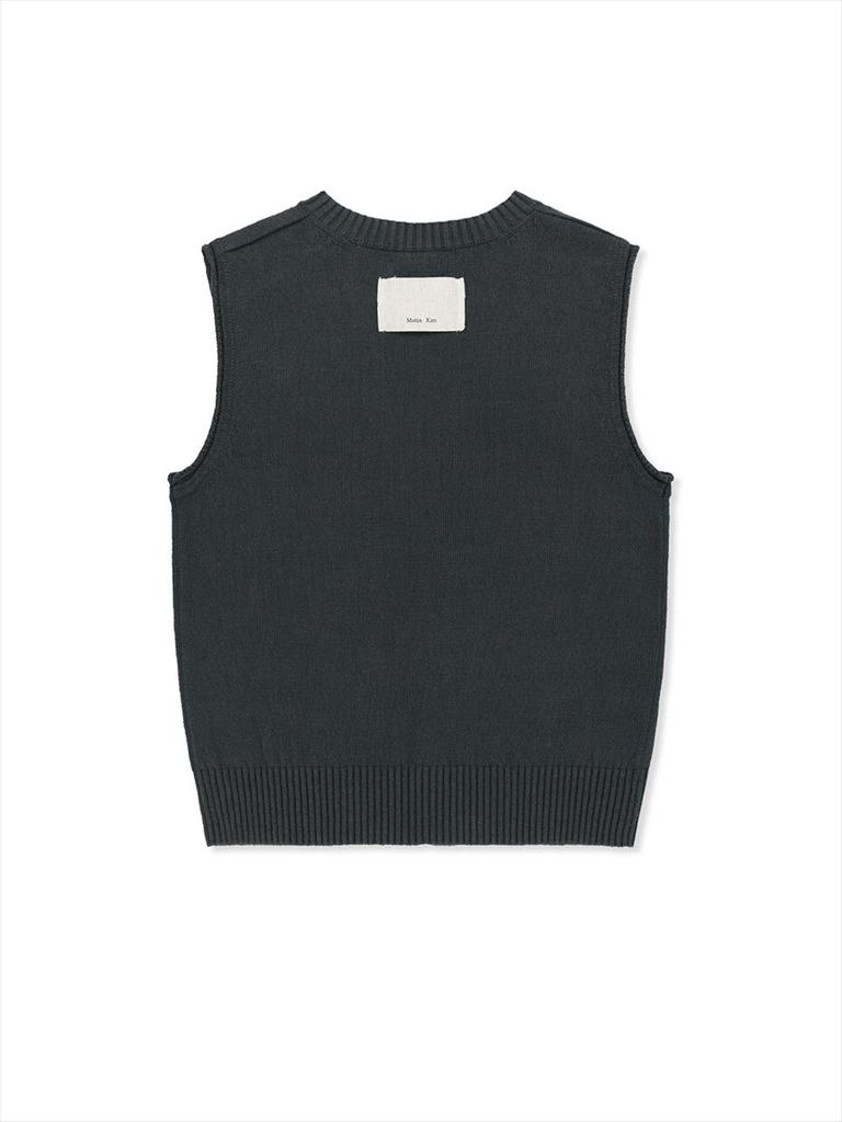 [Matinkim] Pocket Washed Knit Vest in Charcoal