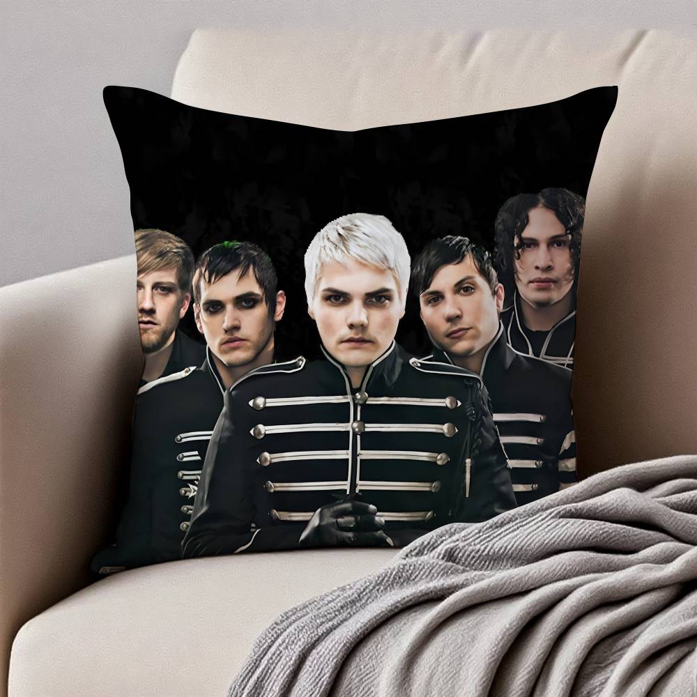 My C-Chemical Romance Pillow Case Anti-dustmite Pillowcase Invisible zipper silky short plush Sofa cushion cover