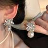Fashion Sparkling Flower Imitation Pearl Earrings Women Gorgeous Accessories For Wedding Engagement Party Trendy Jewelry Gift