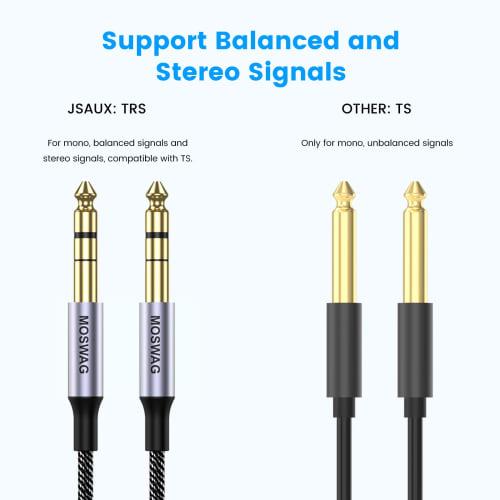 6.35mm Guitar Line Stereo Standard Plug Male To Male 2 Meter (2m) for Guitars, Amplifiers, Speakers, Tuning Tables, and Loudspeakers